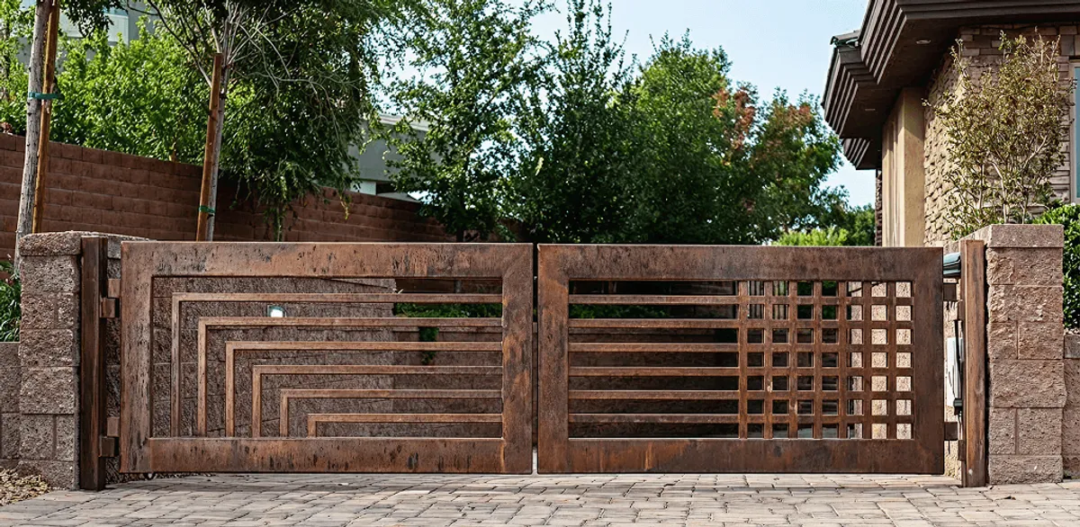 Custom driveway gate installation for a home entrance in Gilbert, AZ
