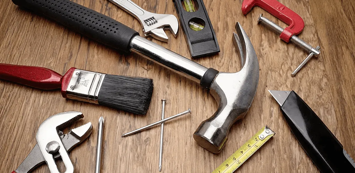 Handyman tools laid out for home repair and maintenance work in Gilbert, AZ