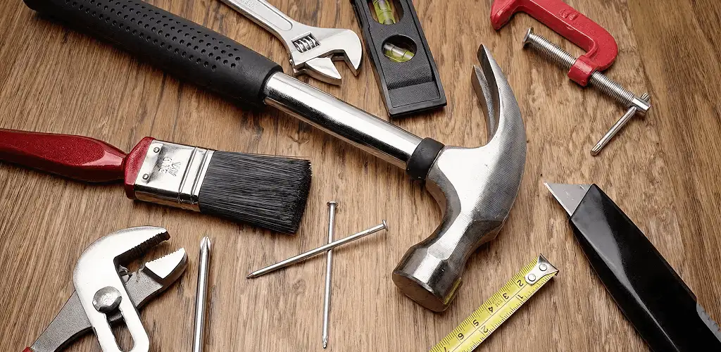 Handyman tools laid out for home repair and maintenance work in Gilbert, AZ