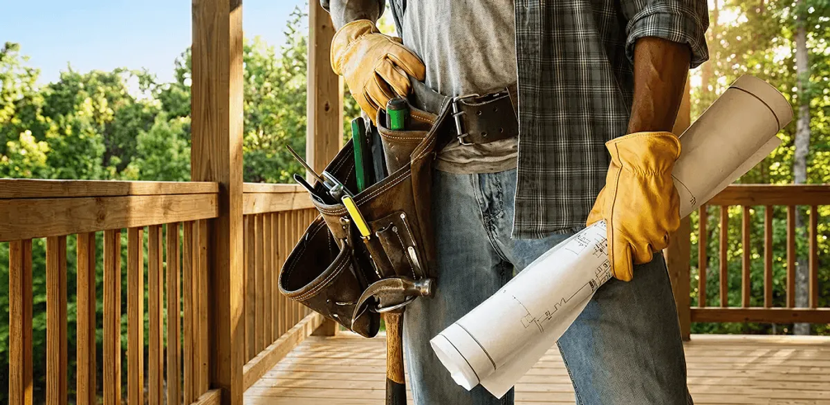 Professional handyman with tool belt ready for home repairs in Gilbert, AZ