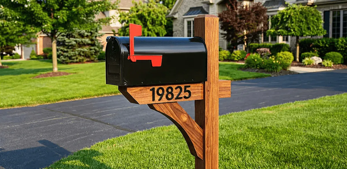 New mailbox installation with post and address number for a home in Gilbert, AZ