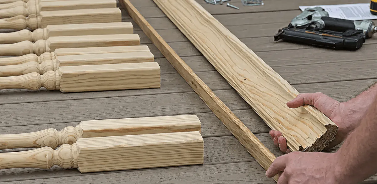 Handrail installation materials and wood components for stair rail work in Gilbert, AZ