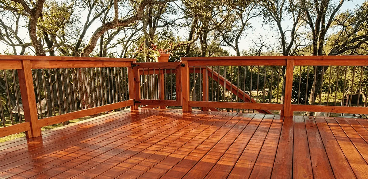 Deck sealing results with a freshly sealed wood deck in Gilbert, AZ